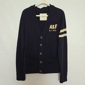 ABERCROMBIE & FITCH SWEATER CARDIGAN BLUE Y2K COLLEGIATE ACADEMIA UNISEX LARGE
